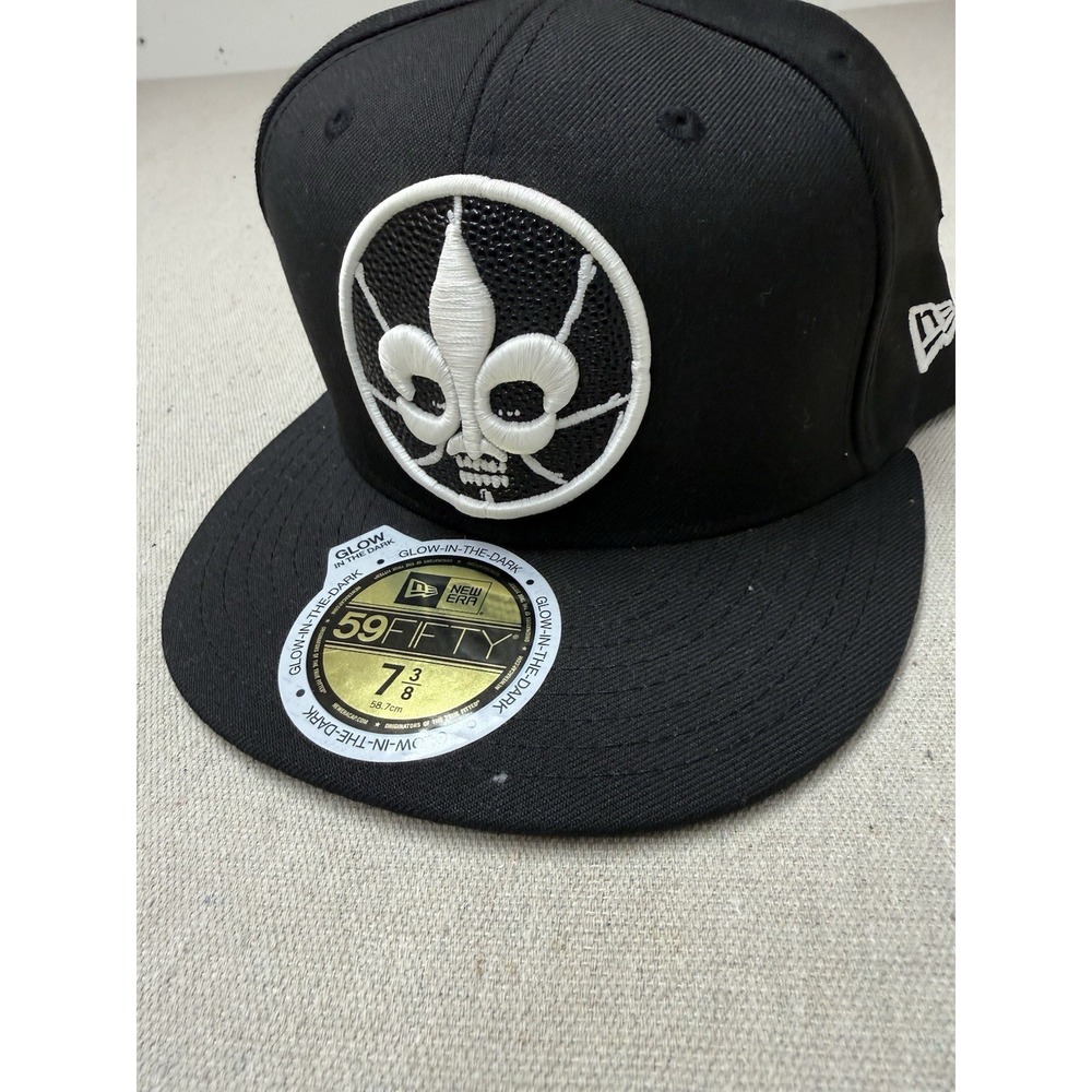 New Era 59FIFTY NOLA Skull Fleur de Lis Fitted Hat 7 3/8 Glow in Dark